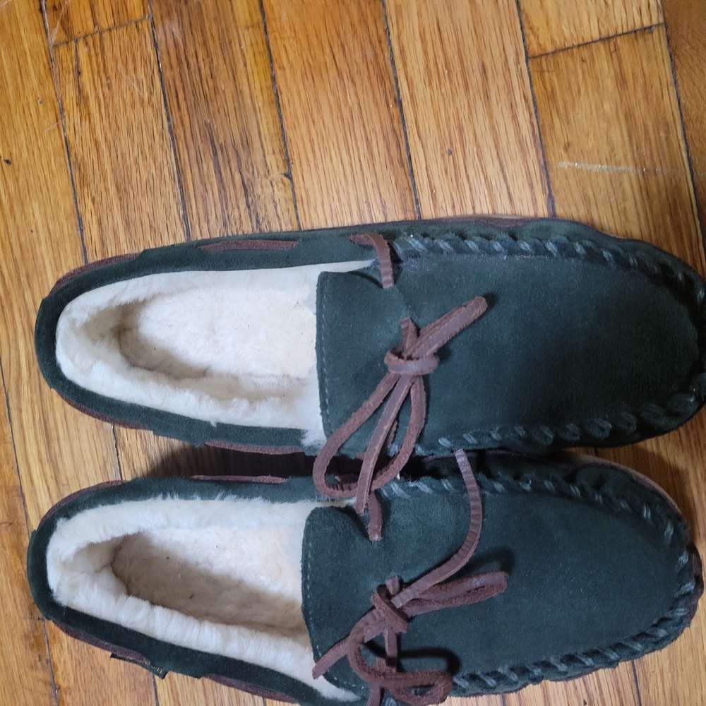 Men's Green Suede Moccasin Slippers